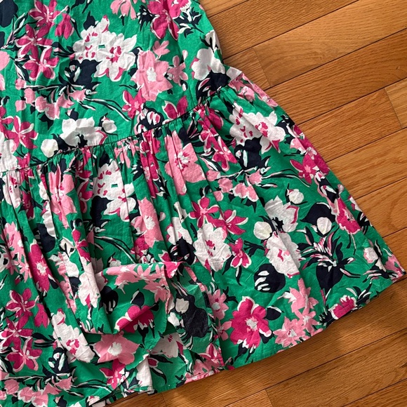 J. Crew Green Floral Midi Dress with Pink & White Flowers - Picture 5 of 13